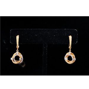 14K yellow gold drop earrings with bright diamonds